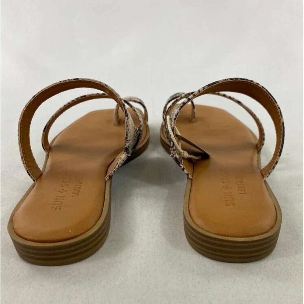 SUN + STONE women sandals shoes SS Sandyl 10011740500 leather brown 6M $98